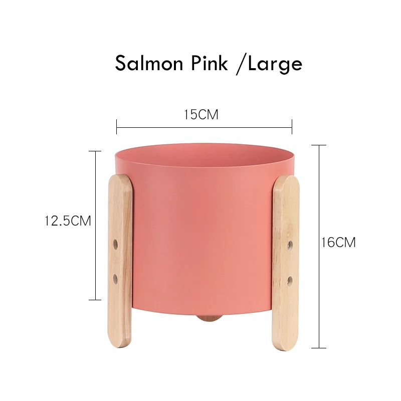 Żelazna doniczka z drewnianym stojakiem ozdoba do domu rękodzieło